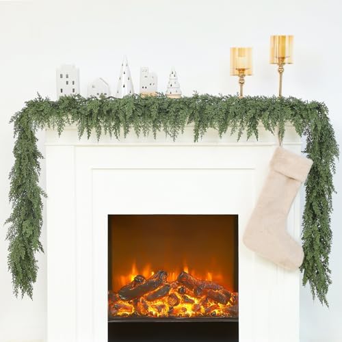 Jutom 1 Pcs 9 ft Artificial Cedar Garland for Christmas