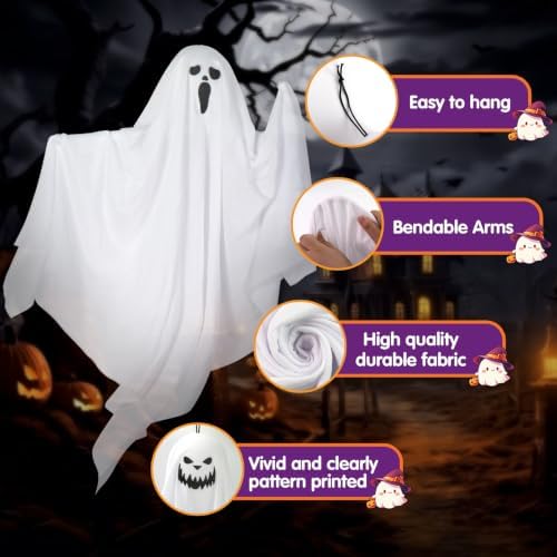 12 Pack Halloween Hanging Ghosts, 27.6 Inch Flying Ghost Decorations