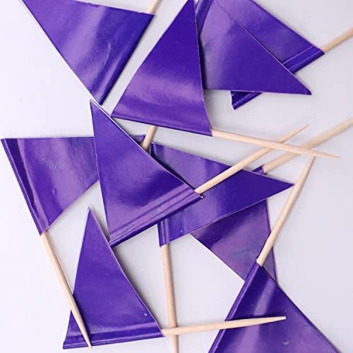 stidsds Solid Blue Cupcake Toppers Flags Mini Small Plain Blue Triangle Toothpick Stick Flag Blank DIY Color Decoration(100 pcs)