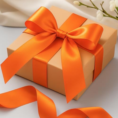 1 1/2 in 30 Yards Orange Ribbon for Gift Wrapping Thanksgiving Halloween