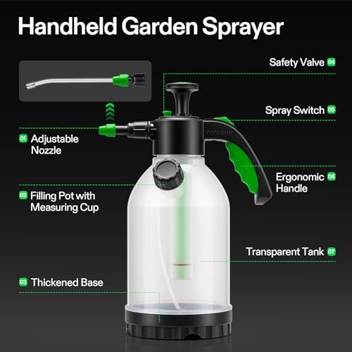 VIVOSUN Pump Sprayer, Portable Water Spray Bottle for Spraying Plants, Flowers, Weeds and Cleaning, Hand Pump with Side