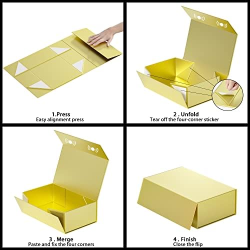 RYDDOY Gold Gift Box, 12x6x4'' Gift Boxes with Lids for Presents