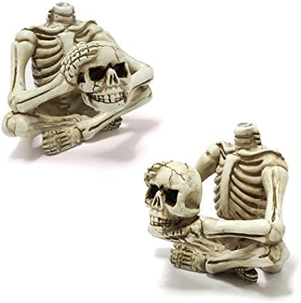 Resin Air Plant Holders,Tilandsia Container,Gothic Skeleton Planter,Halloween Plant Pot,Tillandsia Pot, Skull Table Top Display Planters for Air Plants and Other Mini Plants