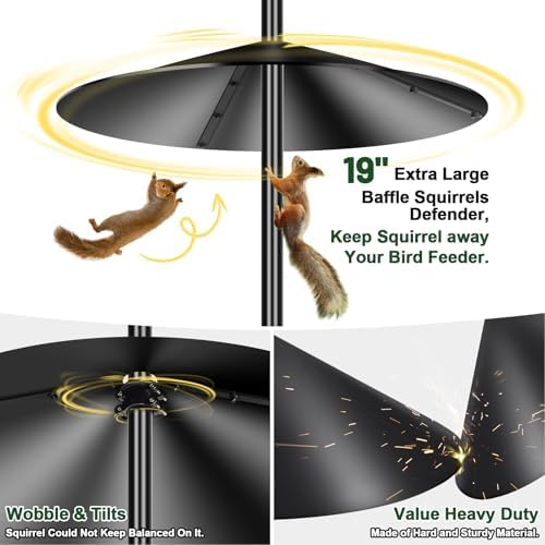 Gtongoko 19" Squirrel Baffle for Bird Feeder Pole Black 1 Pack