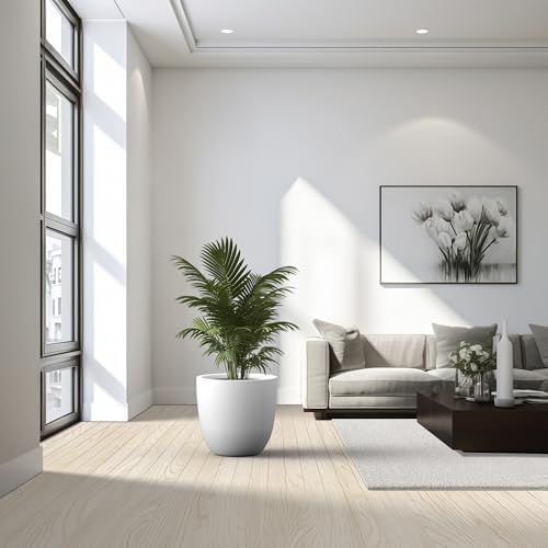 Kante 18" Dia Round Concrete Planter, Large Bowl Pot, White