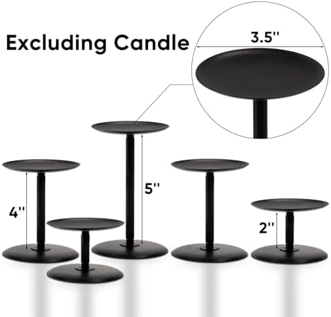 Homemory Fall Halloween Table Decor, Black Metal Candle Holders Set of 5