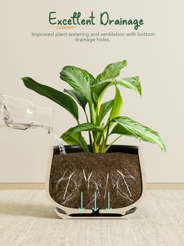 LE TAUCI Plant Pots, 4.1+5.1+6.5 inch, Set of 3, Black, Indoor Pot