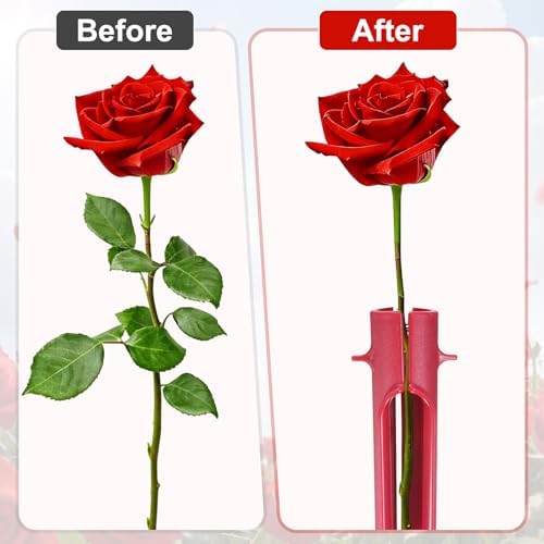 M METERXITY 1-Pack Rose Thorn Stripper Tool, Plastic Metal Flower Stem Leaf Thorn Stripper for Bouquets Pruning Branches/Floral Arrangement, Flower Stripping Tool Remove [Rose Red]
