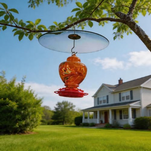 13" Large Glass Rain Cover for Bird Feeder, Clear Weather Guard Dome Shield