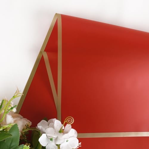 20 Sheet Flower Wrapping Paper-Waterproof Floral Bouquet Paper (Big red)