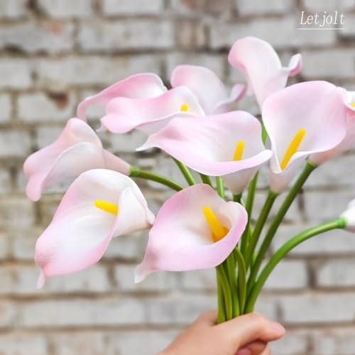 Letjolt Artificial Calla Lily Flowers 12Pcs, Blush Pink