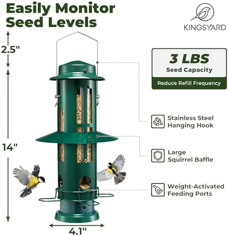 Kingsyard Squirrel Proof Bird Feeders for Outdoors Hanging