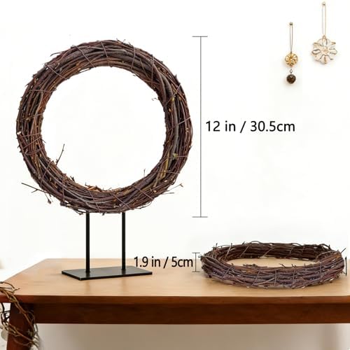 12 Inch Handmade Natural Twig Wreath Birch Branch Wreath Grapevine Style Wreath Form for DIY Crafts Front Door Decor Farmhouse Wedding Christmas