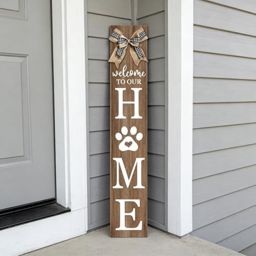 Welcome to Our Home Front Door Sign, 47"X8", Wood