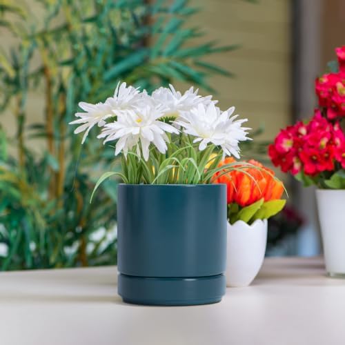 D'vine Dev 4.7 Inch Ceramic Planter Pot, Teal, 94-O-B-9