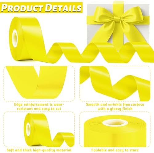 1 1/2 in 30 Yards Lemon Yellow Ribbon for Gift Wrapping Birthday Holiday