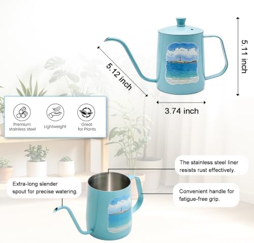 OFFIDIX Watering Can Indoor Set Blue Small Metal Water Can and Spray Bottle