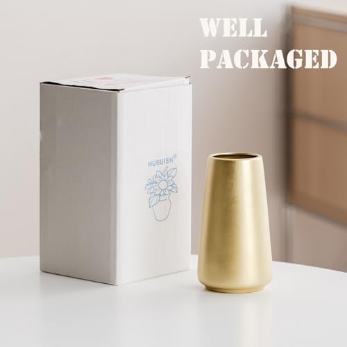 Simple Boho Ceramic Flower Vase for Home Decor (Light Gold,Small)
