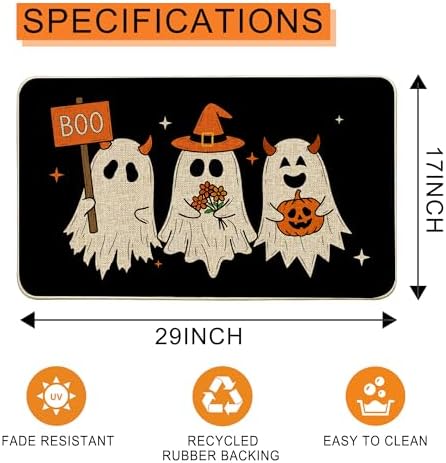 Hexagram Halloween Door Mat Pumpkin Ghost Boo Doormat Front Home Decor