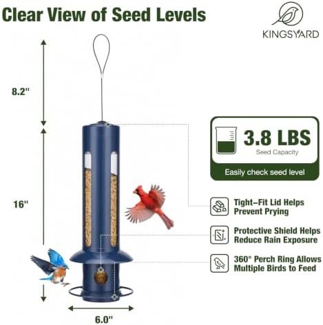 Kingsyard Squirrel Proof Hanging Bird Feeder for Outdoors