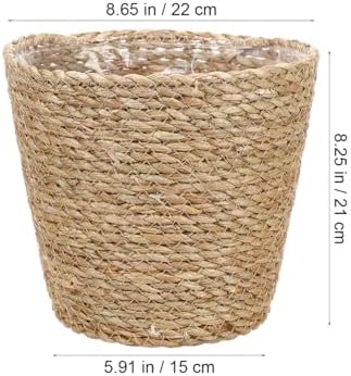 Hemoton Rattan Planter Basket Wicker Plant Flower Pot 8.7 Inch Seagrass Woven Indoor Planter for Home Decor and Succulent Plants
