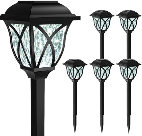 GIGALUMI 6 Pack Solar Lights Outdoor Waterproof, LED Solar Garden Lights