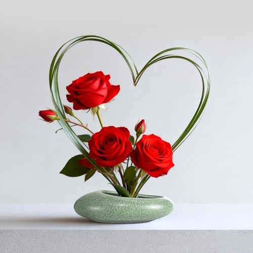 Flower Frog Vase Kit, Ikebana Flower Arrangement Ceramic Water Drop Flower Pot Flower Frog Flower Arrangement Vase Kit (Green Small Size)