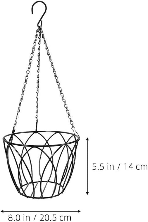 Happyyami Hanging Railing Planter Metal Flowerpot Holder with Chains 8.07 X 8.07 X 5.51 in Hanging Flower Holder for