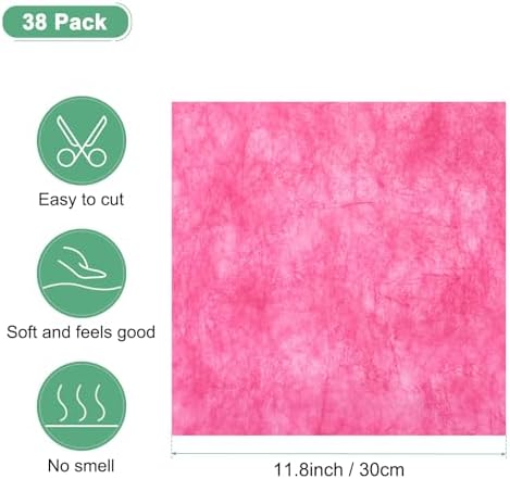 M METERXITY 38-Sheet Korean Cotton Wrapping Flower Paper, 11.8 Inch Waterproof Floral Wrapping Cotton Paper for Bouquets/Gift Packaging [Hot Pink]