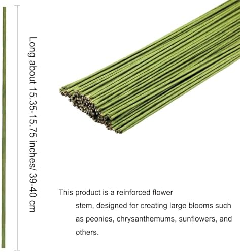 50 PCS Floral Wire 2 Gauge Green Floral Paper Wrapped Wire 16 inch/40cm Crafts Florist Stems for Flower Arrangement Supplies Crafts Bouquet Stem Wreath Making (Diameter 2mm)