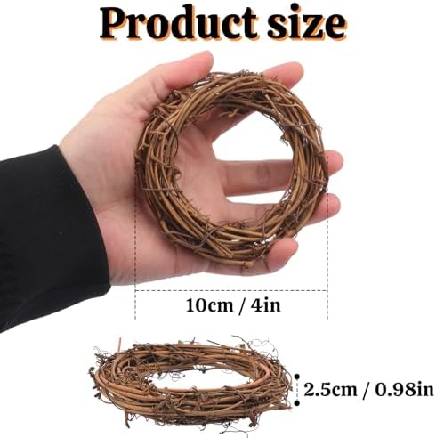 35 Pcs 4 Inch Natural Grapevine Wreath Set, Natural Rattan Wreath,Hand-Woven 4 Inch Vine Branch Wreaths, Perfect for DIY Crafts, Christmas Decorations, and Wedding Supplies