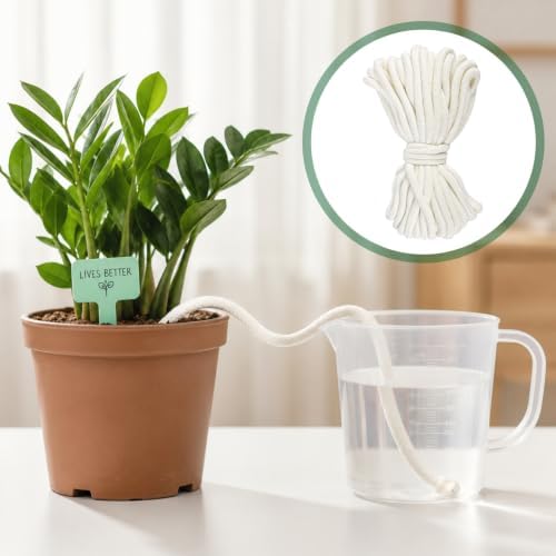 8 Pack Self Watering Spikes, 4 Small + 4 Large Automatic Plant Watering Stakes with 19.7ft Capillary Wick Rope for Indoor Outdoor Plants, DIY Vacation Waterer for Potted Plant Seedling Garden Pot