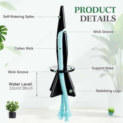 8 Pack Self Watering Spikes for Plants with Wick Rope,Medium