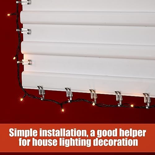 Zonon 100 Pcs Christmas Light Clips Metal Gutter Hooks for Outdoor Xmas Hangers for Shingles Roof Seasonal Lighting Gutter Clips Hanging Festival Xmas Outside Decoration