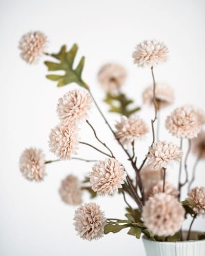 DuHouse 9pcs Artificial Flowers Silk Pompon Mum Small Chrysanthemum Ball