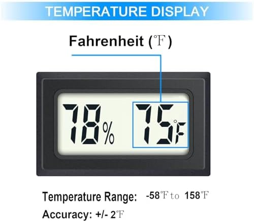 JEDEW 2 Pack Mini Digital Hygrometer Thermometer Gauge, Indoor Outdoor Temperature Humidity Meter for Humidifiers Greenhouse Reptile Plant Humidors, Large LCD Screen, Display in Fahrenheit (℉) (2)