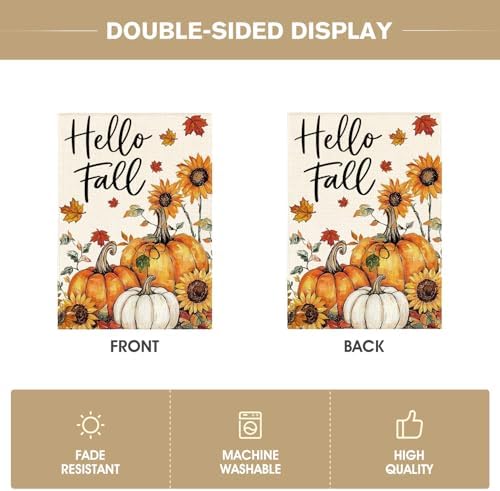 AVOIN colorlife Pumpkins Hello Fall Garden Flag 12x18 Inch Outside