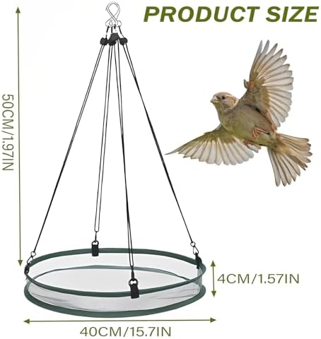 2Pcs Universal Wild Bird Seed Catcher Tray, 16 Inch Adjustable Hanging Hoop Platform, for Hummingbird Feeders & Bee Feeders, Outdoor Garden Accessory