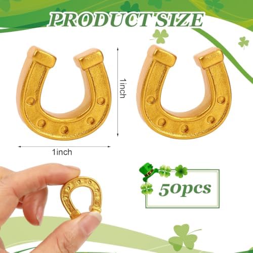 JUNEBRUSHS 50 Pcs Gold Mini Resin Horseshoe Ornamentsfor Party, DIY Crafts