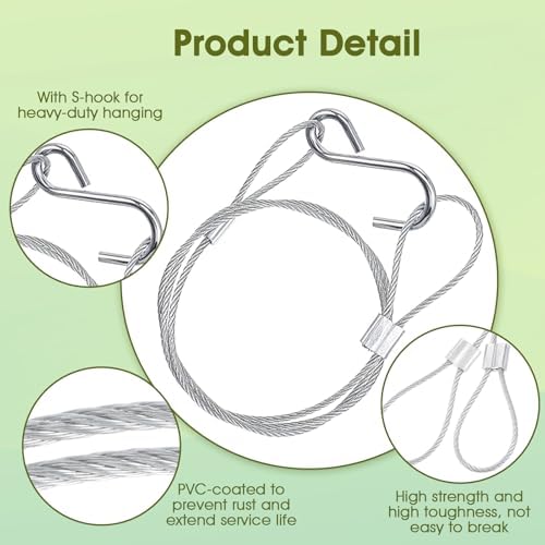 4 Pcs Bird Feeder Hanger Set, PVC Coated Bird Feeder Chain and Hook