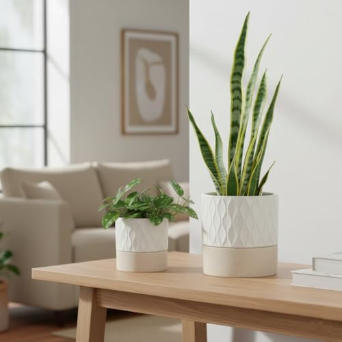 Nihow Ceramic Self Watering Plant Pot for Indoor Plants, 4.5+6 Inch