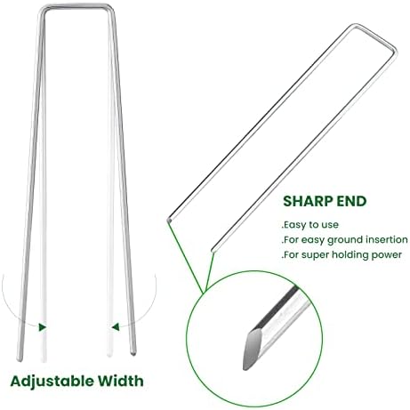 6 Inches Landscape Staples, Garden Stakes Securing Pegs for Securing Weed Fabric Landscape Fabric Netting Ground Sheets and Fleece, Heavy Duty Metal Tent Stakes, Halloween Decorations (20, Silver)