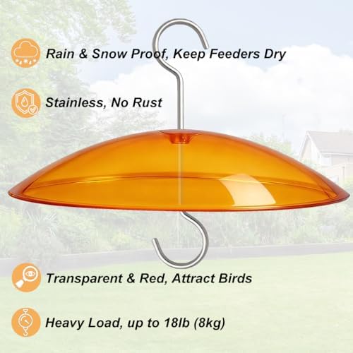 8" Mini Plastic Rain Cover for Bird Feeder, 2-Pack Yellow Weather Guard