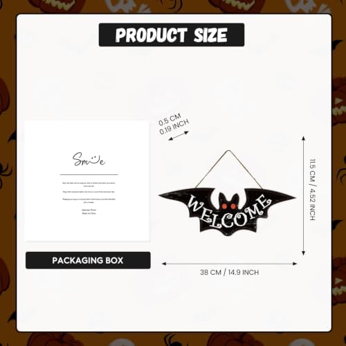 Smile Halloween Wooden Door Hanger with Welcome Bat Design