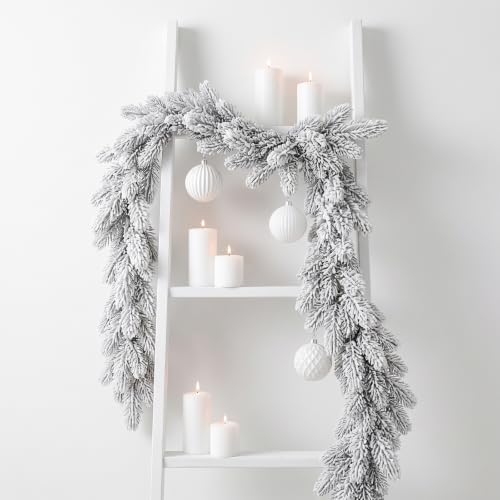 Hananona Artificial Pine Branches Frosted Christmas Picks 50 Pcs White
