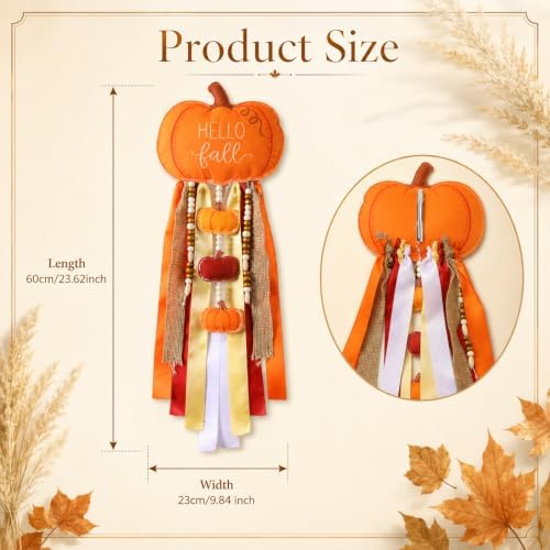 Riceshoot Fall Wreath Sash with Bow Blue White Floral Ribbon Clip Decor