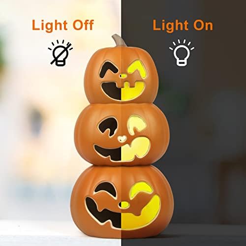 17" Jack O Lantern - Halloween Plastic Pumpkin Lantern - Holiday Pre-lit Pumpkin Lights-Halloween Decoration for Outdoor and Indoor- Waterproof and ETL Certified Light with Two Safety Fuse
