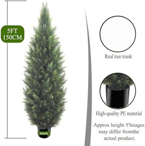 5FT Artificial Cedar Topiary Tree, Set of 2