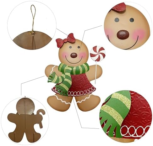 Outdoor Christmas Decorations,27" H Large Gingerbread Boy and Girl Metal Yard Stakes,Set of 2, Rustic Winter Signs for Lawn Garden,Patio, Pathway & Front Yard,Farmhouse Porch Outside