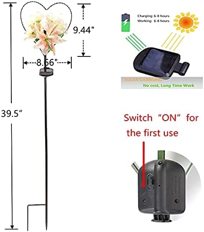 Starryfill Solar Garden Stake Lights, 39.5in Heart LED Memorial Grave Decor